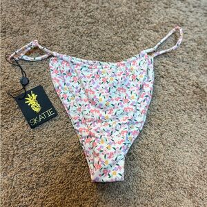 Skatie Floral Bikini Bottom with Pink and Green